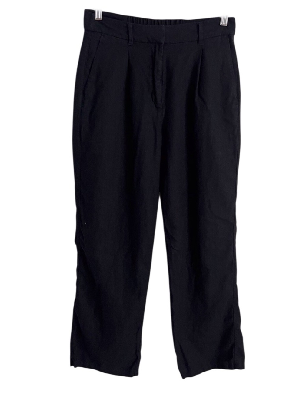 Old Navy Pleated Wide Leg Linen Blend Pant Black Coastal Normcore Neutral Medium